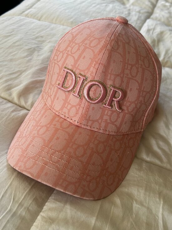 Dior Accessories - Dior Oblique Monogram Logo Women's Baseball Cap Hat Pink w/ Gold Logo Adjustable